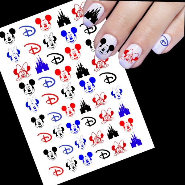 Mickey & Minnie Mouse Nail Art Water Decals Red Black & Blue