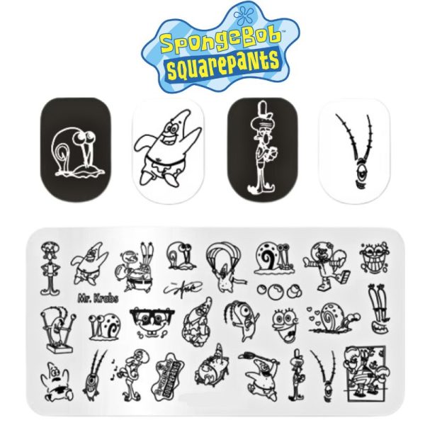 SpongeBob SquarePants Nail Art Stamping Plate Design 233, SpongeBob Stamping Plate - Image 2