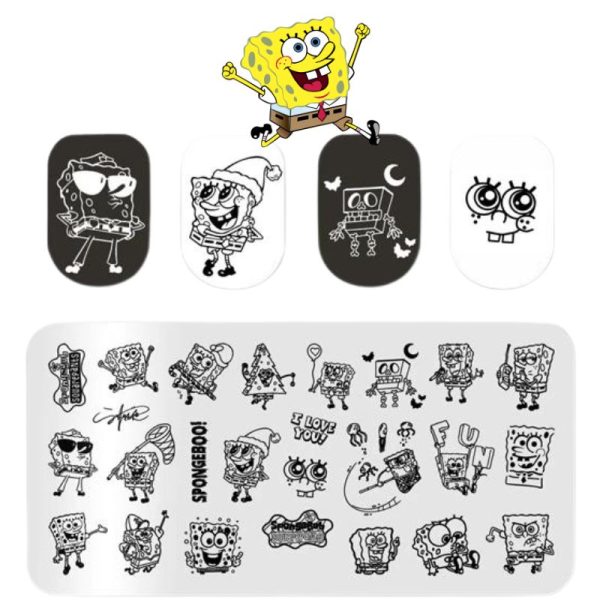 SpongeBob Stamping Plate Design 232, SpongeBob SquarePants Xmas Nail Art Stamping Plate - Image 2