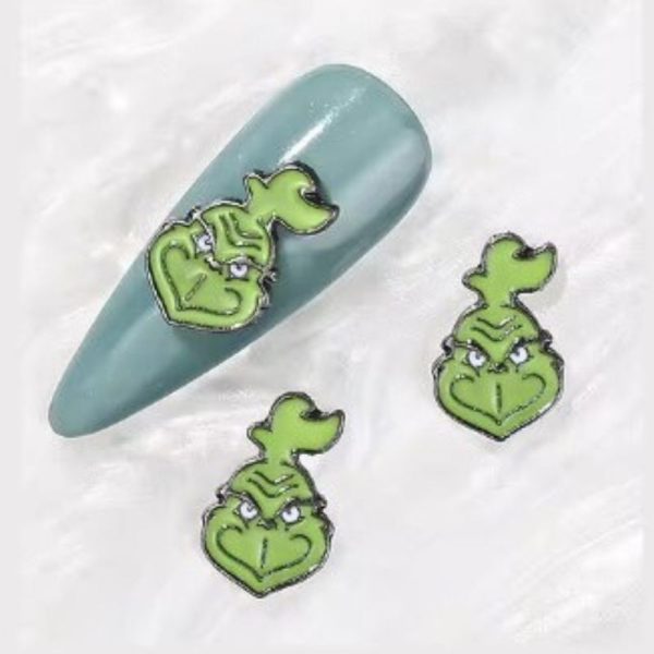 The Grinch Nail Art Charms, The Grinch Face Xmas Alloy Nail Charms x 1 Piece Design 3