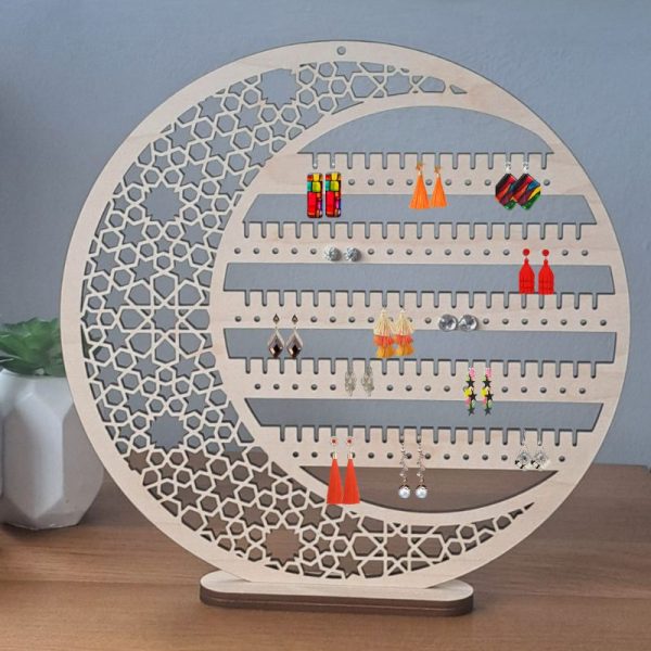 Earring Holder, Wooden Earring Display Stands, White Acrylic Earring Storage Jewellery Display - Image 2