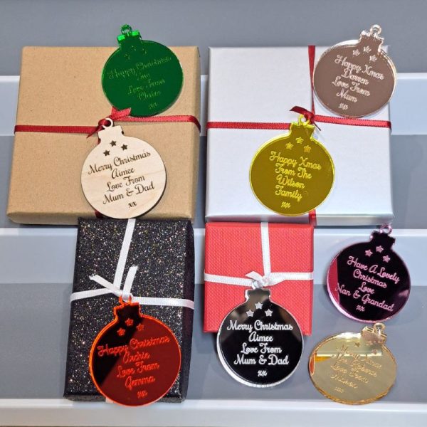 Bauble Personalised Christmas Gift Tags, Xmas Present Gift Tags, Xmas Wrapping Tags, Xmas Wedding Present Gift Card Tags - Image 3