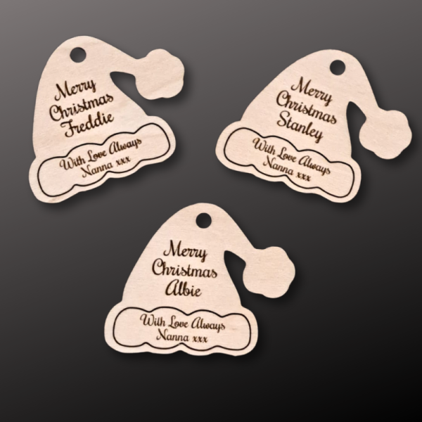 Santa Hat Personalised Christmas Gift Tags, Xmas Present Gift Tags, Xmas Wrapping Tags, Crystal Xmas Gift Embellishments - Image 8