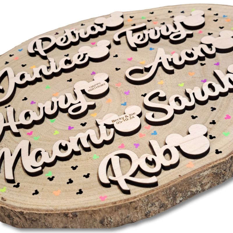 Disney Personalised Wooden Names, Mickey Mouse Name Tags, Disney Wedding Place Names, Wedding Table Decor, Wedding Cake Topper Names - Image 4