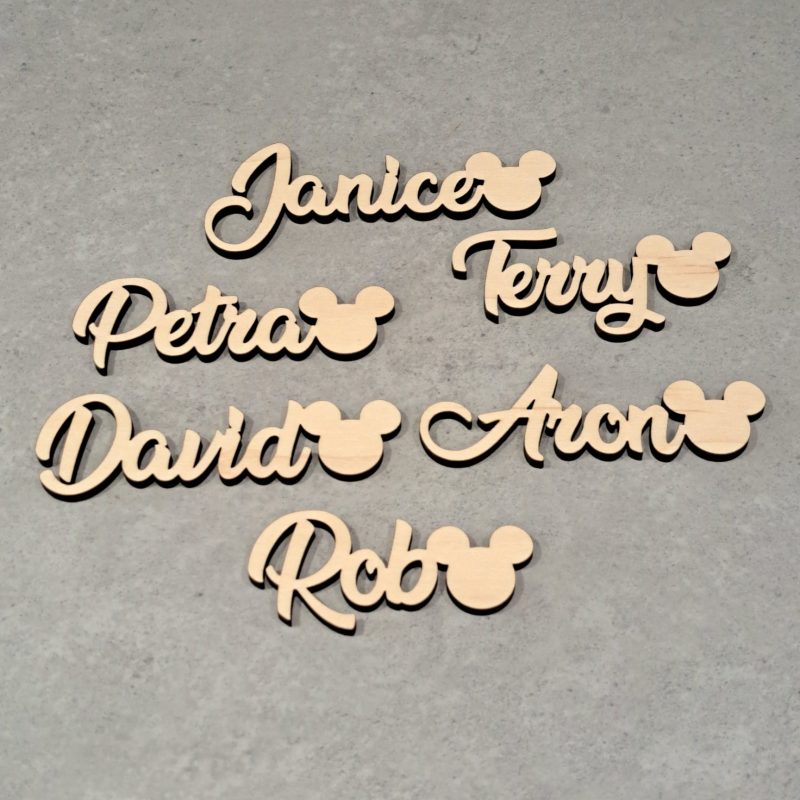 Disney Personalised Wooden Names, Mickey Mouse Name Tags, Disney Wedding Place Names, Wedding Table Decor, Wedding Cake Topper Names - Image 8