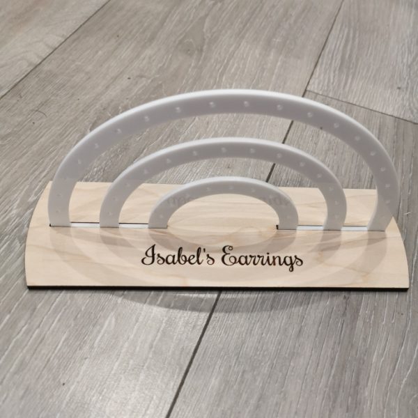 Earring Holder, Wooden Personalised Earring Display Stands, White Acrylic Earring Storage Jewellery Display - Image 3