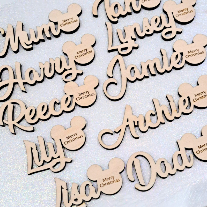 Disney Personalised Wooden Names, Mickey Mouse Name Tags, Disney Wedding Place Names, Wedding Table Decor, Wedding Cake Topper Names - Image 5