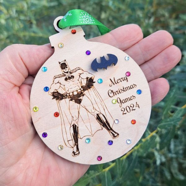 Personalised Batman Wooden Bauble