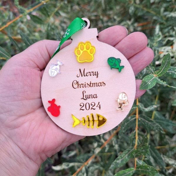Personalised Cat Christmas Baubles, Pet Xmas Tree Baubles, Xmas Treat Cat Gifts, Kitten Xmas Decorations - Image 3