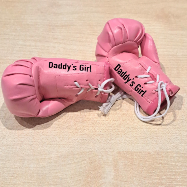 Personalised Pink Mini Boxing Gloves For Cars & Gifts, Baby Gift Ideas, Xmas Gifts For Her - Image 2