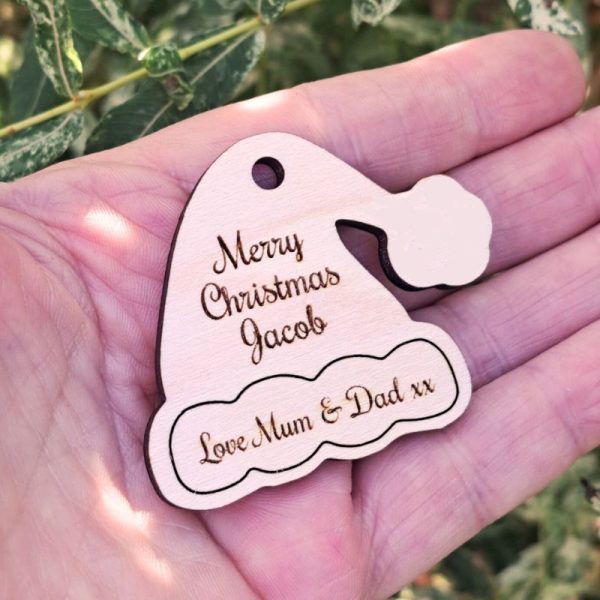 Santa Hat Personalised Christmas Gift Tags, Xmas Present Gift Tags, Xmas Wrapping Tags, Crystal Xmas Gift Embellishments - Image 4