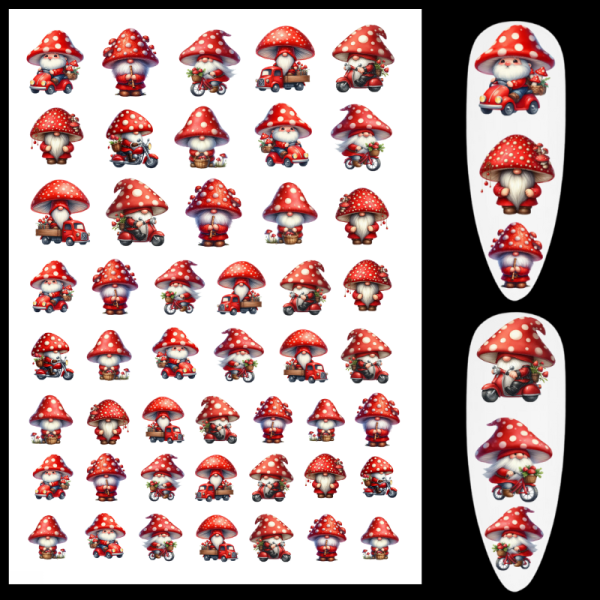 Toadstool Gnomes Gonks Christmas Water Decals
