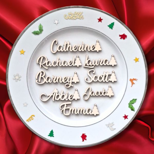 Christmas Tree Personalised Wooden Place Names, Xmas Table Decor, Cake Toppers, Xmas Wedding Names - Image 4