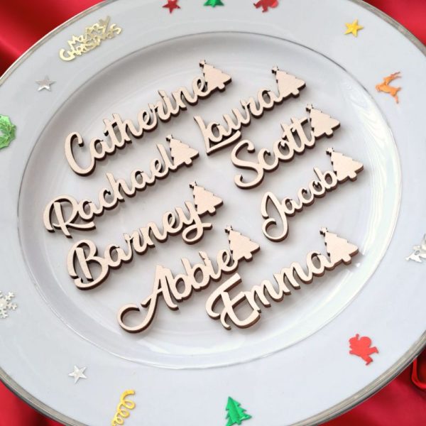 Christmas Tree Personalised Wooden Place Names, Xmas Table Decor, Cake Toppers, Xmas Wedding Names - Image 3