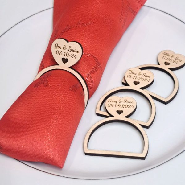 Personalised Wedding Napkin Rings, Wedding Place Settings, Xmas Wedding Table Guest Names - Image 2
