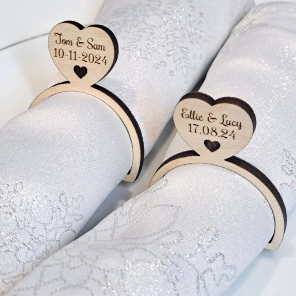 Personalised Wooden Wedding Napkin Ring holders