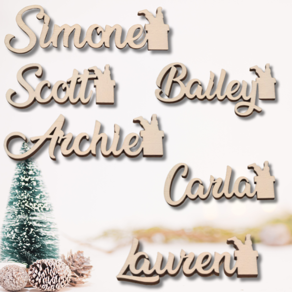 Personalised Wooden Christmas Place Names, Xmas Table Decor, Santa Xmas Names, Cake Toppers, Xmas Wedding Names - Image 4