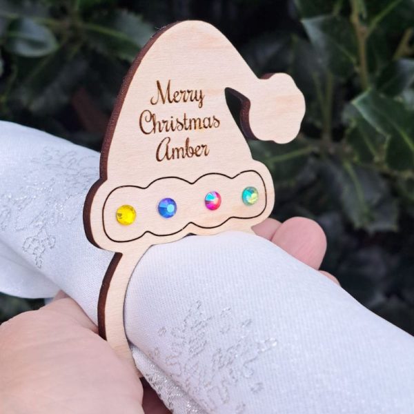 Personalised Christmas Napkin Rings, Place Settings, Crystal Table Decor Placenames, Xmas Wedding Table Names - Image 2