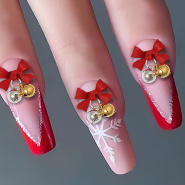 Bow And Bells Christmas Nail Art Charms, Xmas Craft Charms - Image 7