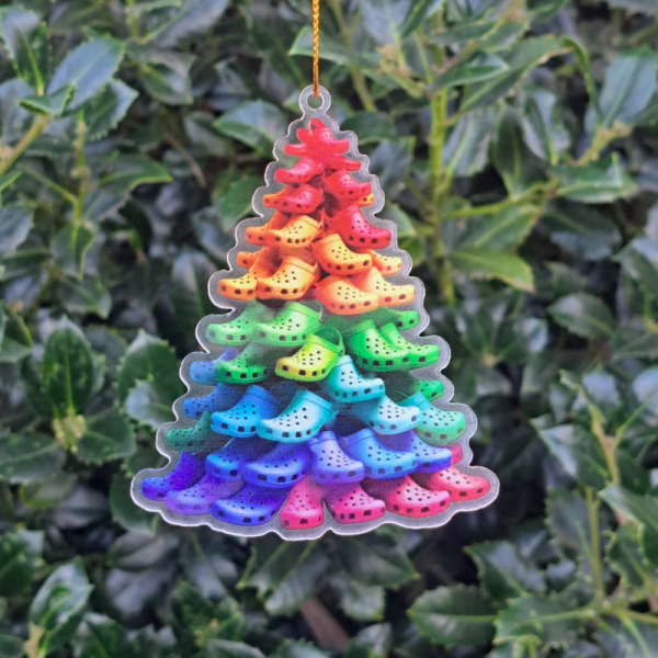 Crocs Christmas Tree Bauble, Novelty Crocs Christmas Tree 2D FLAT Ornament, Crocin' Around The Christmas Tree Xmas Decoration - Image 3