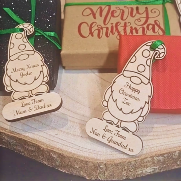 Gnome Personalised Christmas Gift Tags, Gnome Xmas Present Gift Tags, Gnomes Xmas Wrapping Tag - Image 3