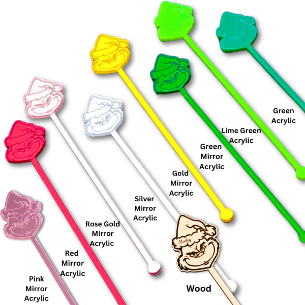 The Grinch Drinks Stirrers, Personalised Grinch Christmas Drinks Stirrers, Xmas Party Swizzel Sticks - Image 2
