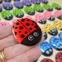 Ladybird Pocket Hug Pebble, Hand Painted Ladybug Glass Pebble Xmas Stocking Filler Friend Gift