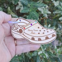 Wooden Crocs bauble with crystals