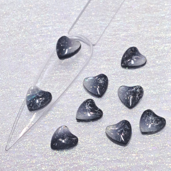 3D Black Heart Nail Art Charms Transparent Gradient Design 5 Valentines Nail Charms