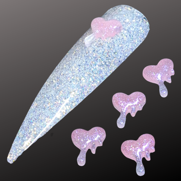 Acrylic Pink Hearts Nail Art Charms Design 1