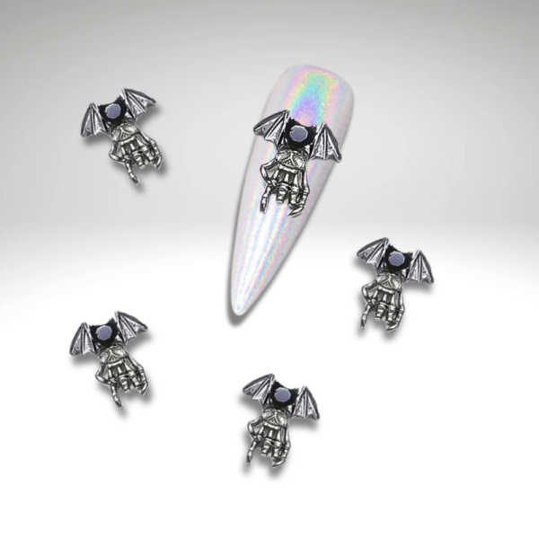 Bat Carrying A Hand Halloween Gothic Punk Nail Art Crystal Charms