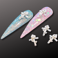 Cross And Rose Crystal Nail Art Charms