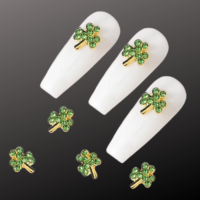 Shamrock Nail Art Charms, Crystal Shamrock Clover Nail Charms - Gold Shamrock