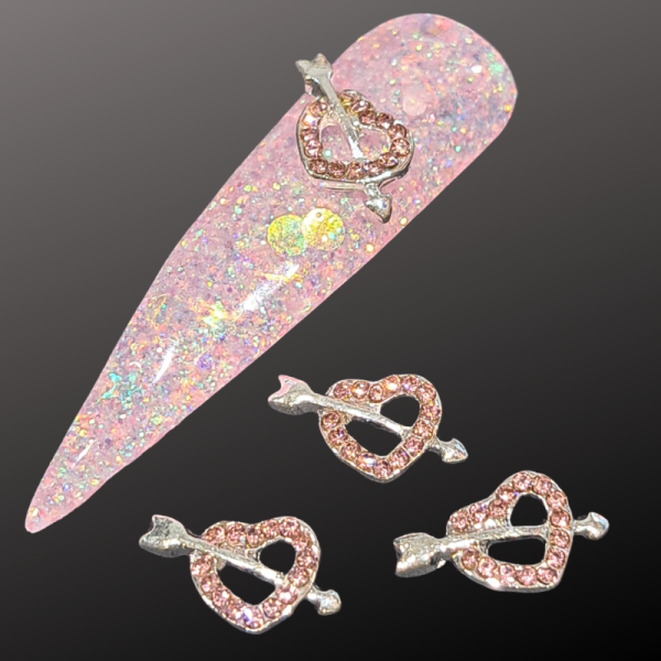 Heart And Arrow Crystal Nail Art Charms Design 5