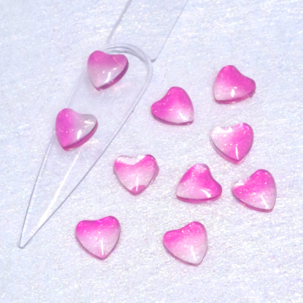 Heart Nail Art Charm 3D Transparent Gradient Design 1