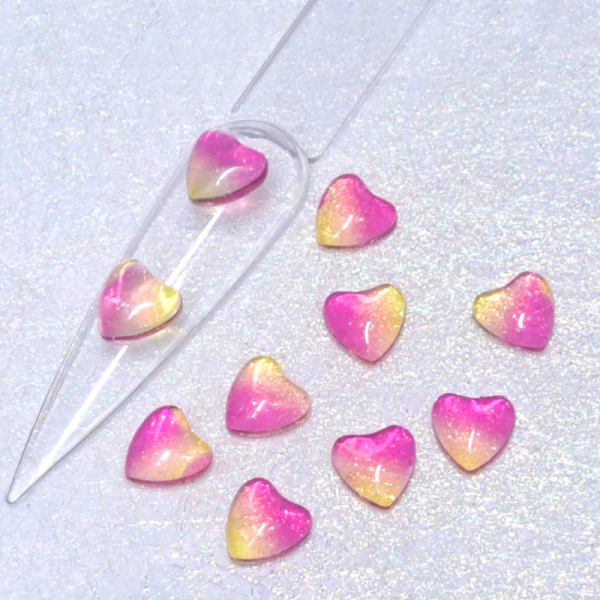 Heart Nail Art Charm 3D Transparent Gradient Design 2