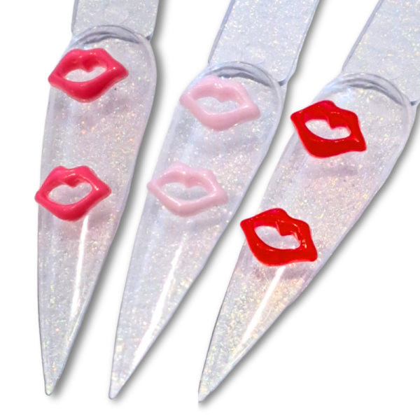 Pale Pink Lips Nail Art Charms, Valentine Lips Craft Embellishments - Image 3