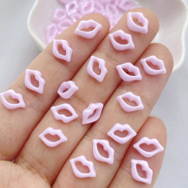 Pale Pink Lips Nail Art Charms, Valentine Lips Craft Embellishments - Image 2