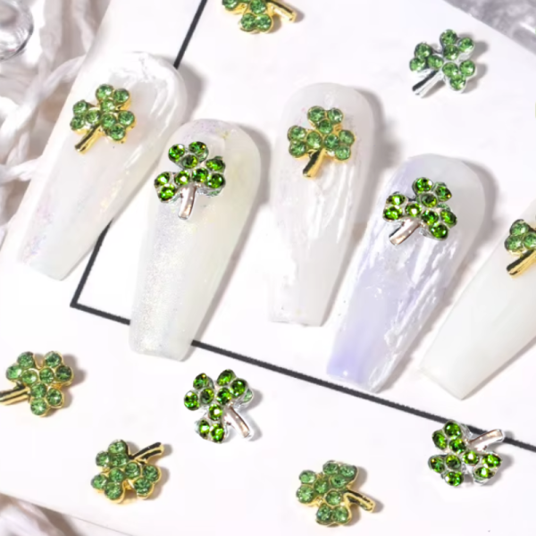 Shamrock Clover Crystal Nail Art Charms