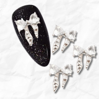 Crystal Bow Nail Art Charms - Silver