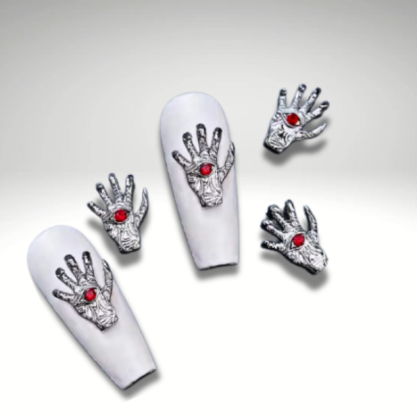 Skeleton Hand Halloween Gothic Punk Nail Art Crystal Charms