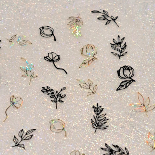 3D Abstract Leaf And Flowers Nail Art Stickers Design 081 - Image 2