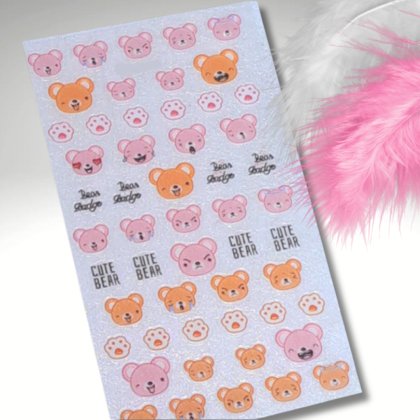 5D Bear Nail Art Glitter Stickers Design 116
