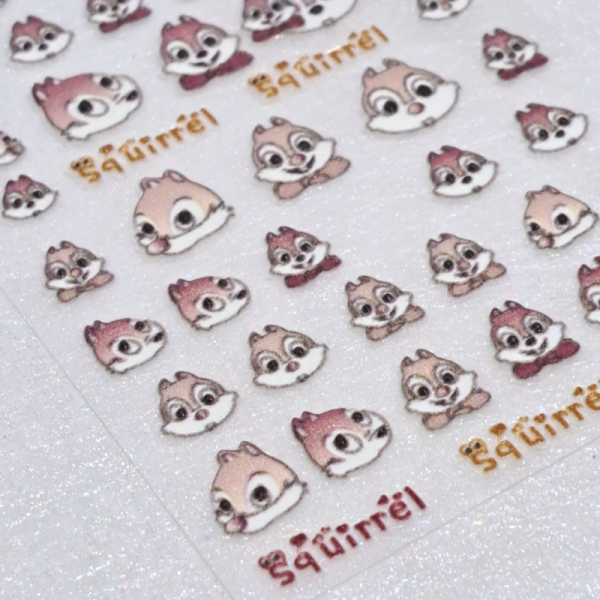 Squirrel Nail Art Stickers Design 5339, 5D Chipmunk Nail Decal Stickers - Image 2