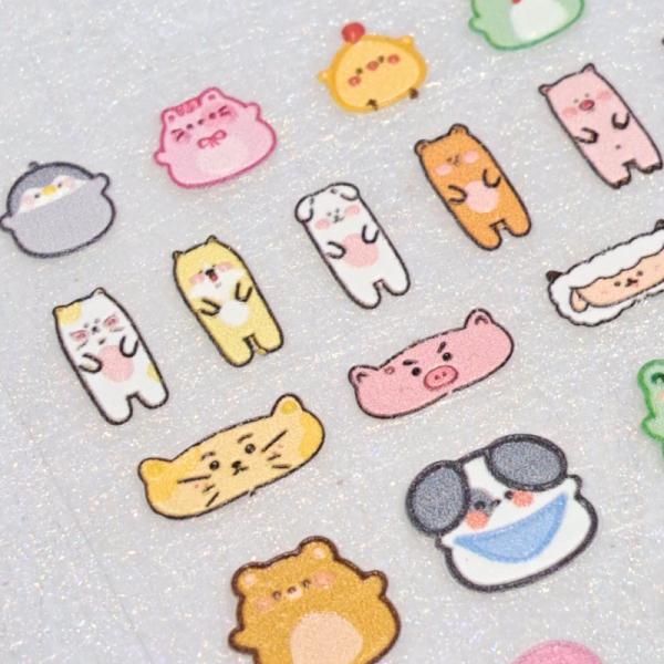 5D Cute Animals Nail Art Stickers Design 311, Cartoon Animal Nail Decal Stickers - Image 2