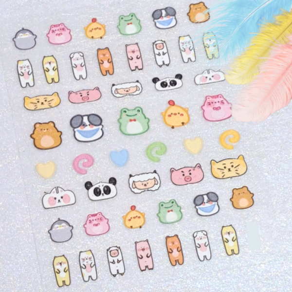 5D Cute Animals Nail Art Stickers Design 311