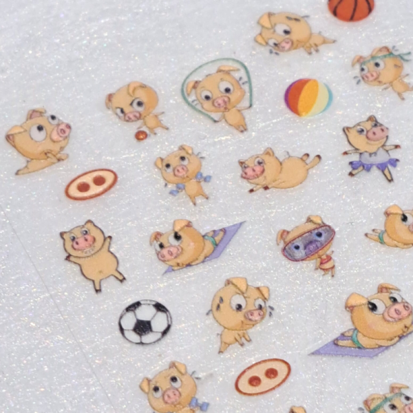 Piglet Nail Art Stickers Design 5117, 5D Cute Piggy Nail Decal Stickers - Image 2