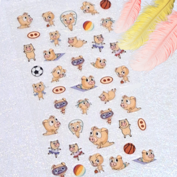 5D Cute Piglet Nail Art Stickers Design 5117