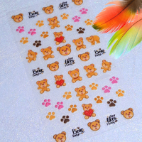5D Teddy Bear Nail Art Stickers Design 5112