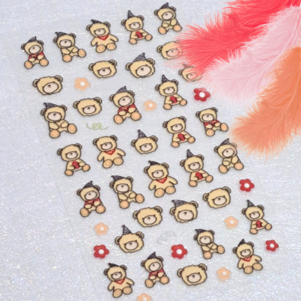 5D Cute Teddy Bear Nail Art Stickers Design 5337